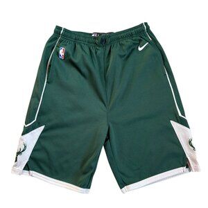 Nike NBA Milwaukee Bucks Hunter Green Swingman Basketball Shorts Boys YXL EUC